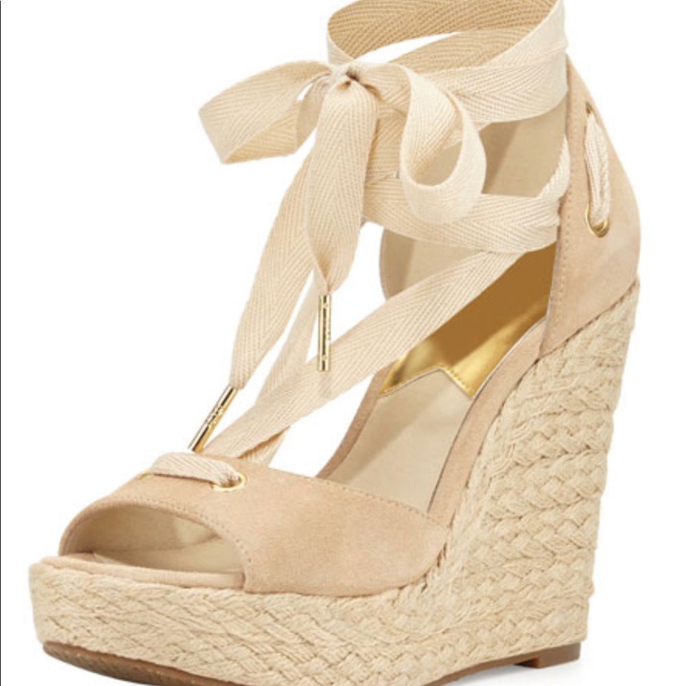 Michael Kors Lilah suede wedge in bone